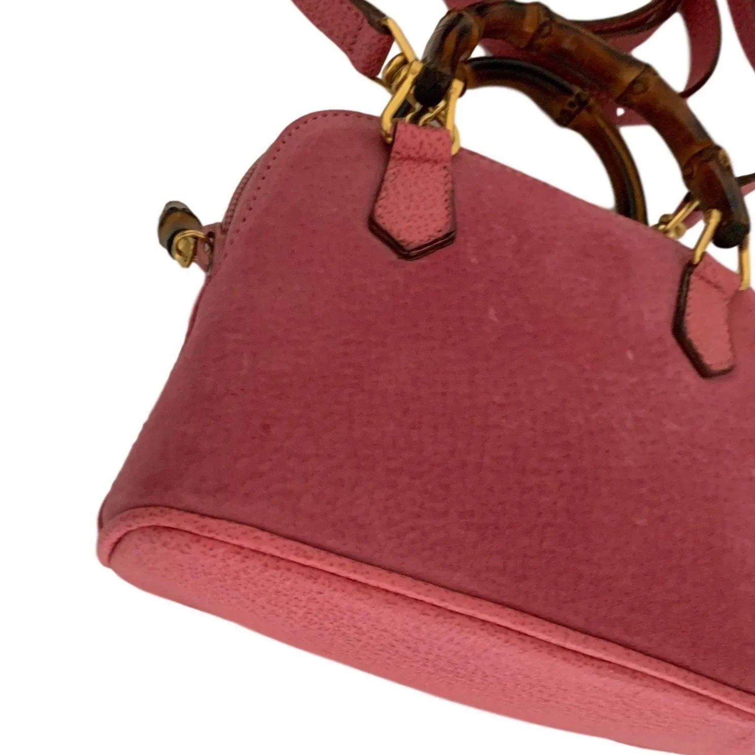 Gucci Pink Suede Bamboo Mini Two Way Bag