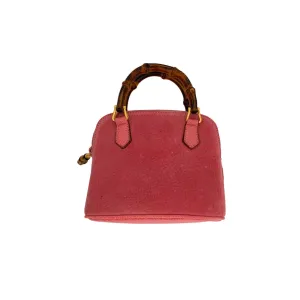 Gucci Pink Suede Bamboo Mini Two Way Bag