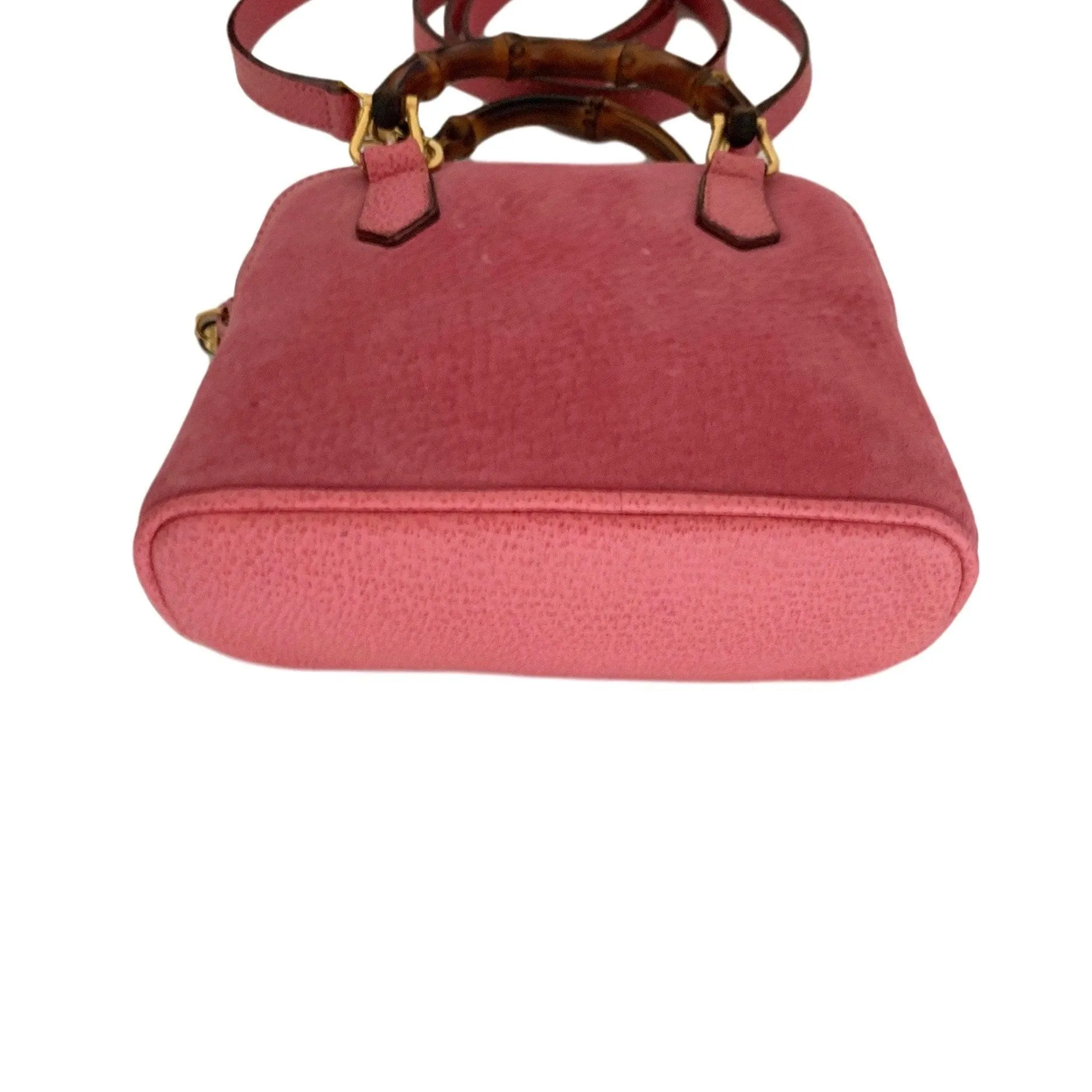 Gucci Pink Suede Bamboo Mini Two Way Bag