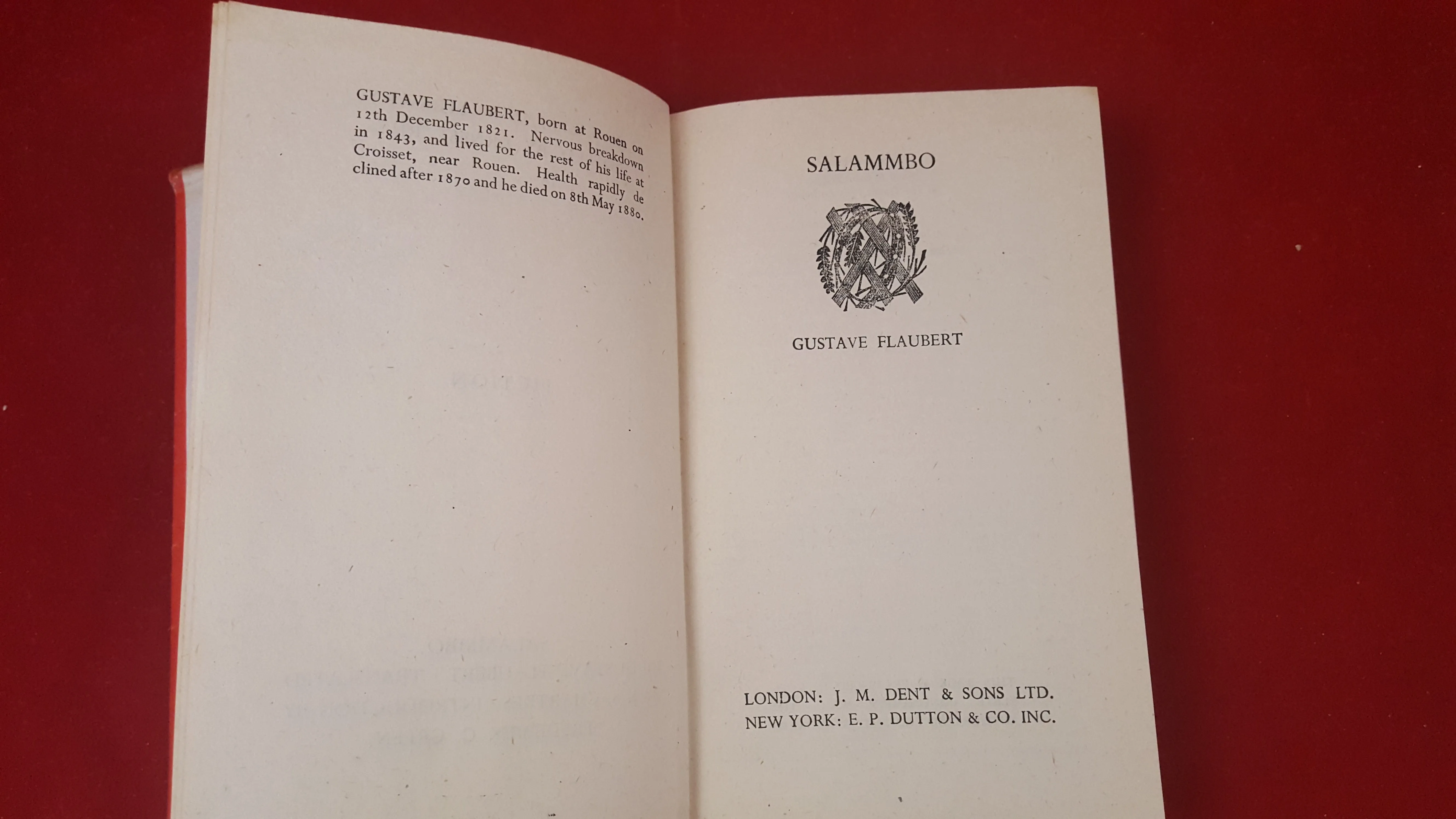 Gustave Flaubert - Salammbo, Dent - Dutton, 1944, Everyman's Library 869