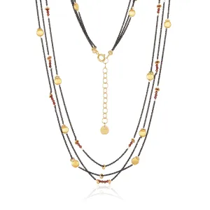Half Moon Eclipse 3 Strand Necklace - Garnet