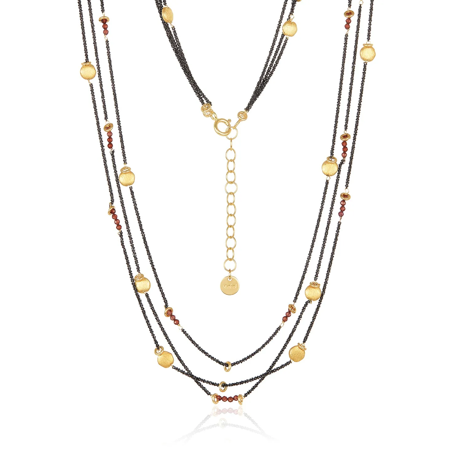 Half Moon Eclipse 3 Strand Necklace - Garnet