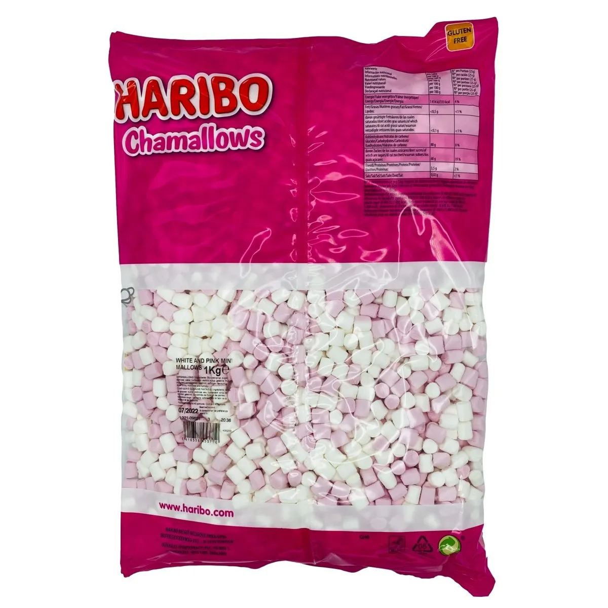 Haribo Chamallows Pink & White Mini Marshmallows 1kg Bulk Bag