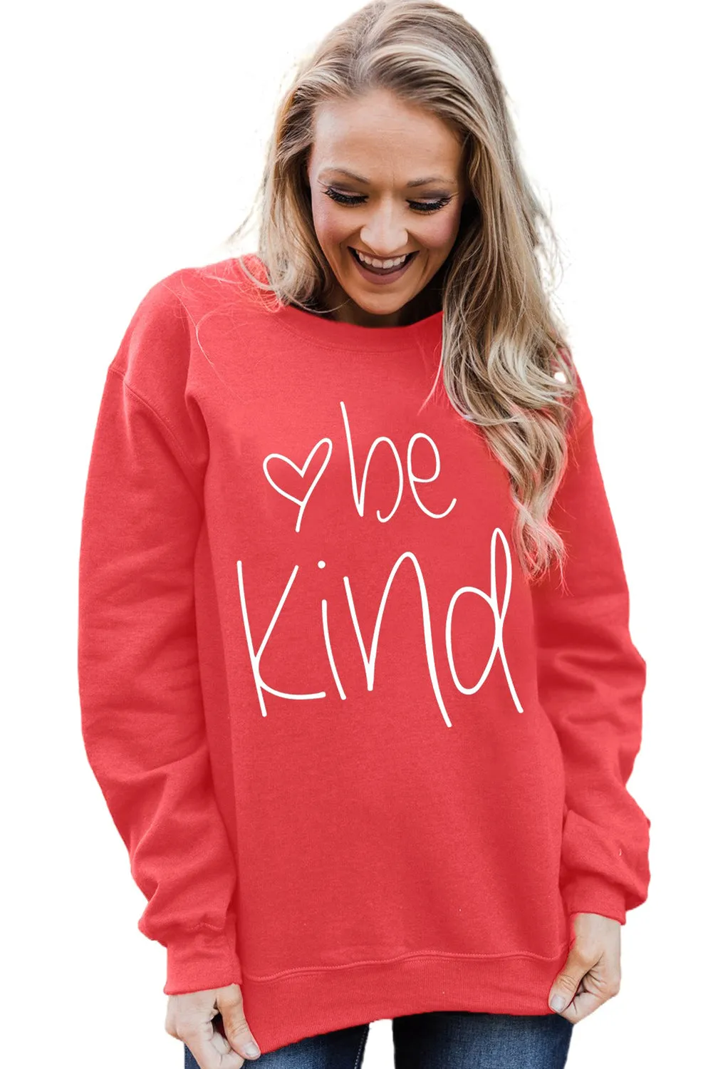 Heart Shaped Letter Print Drop Shoulder Pullover Sweatshirt