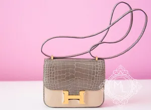 Hermes Constance Mini 18 Gris Tourterelle Crocodile Handbag