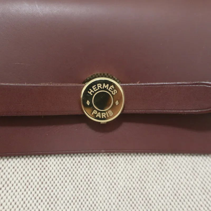 Hermes Herbag 40 GM 2-in-1 Tote Toile & Brown Leather Extra Large Shoulder Bag