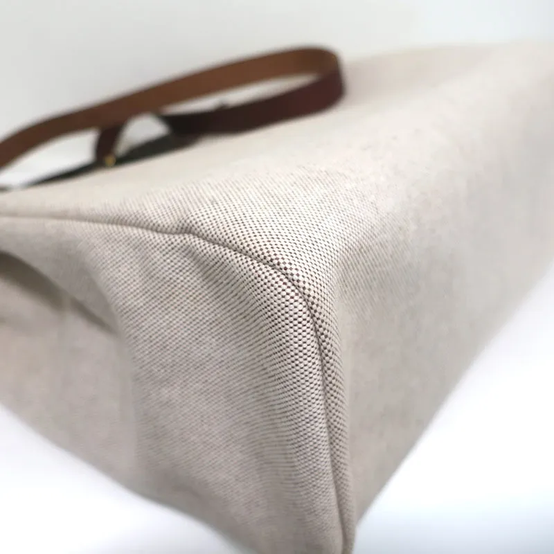 Hermes Herbag 40 GM 2-in-1 Tote Toile & Brown Leather Extra Large Shoulder Bag