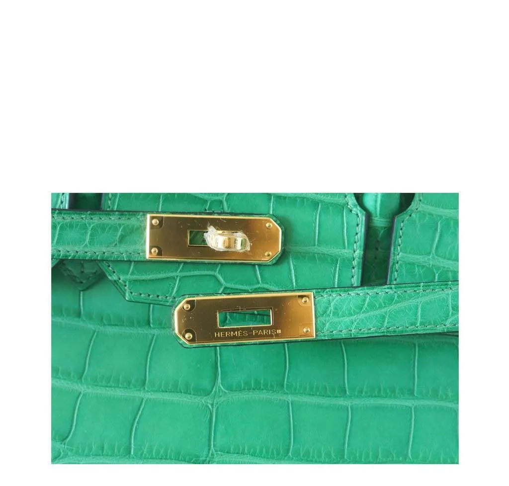 Hermès Matte Alligator Birkin 35 Cactus Bag GHW