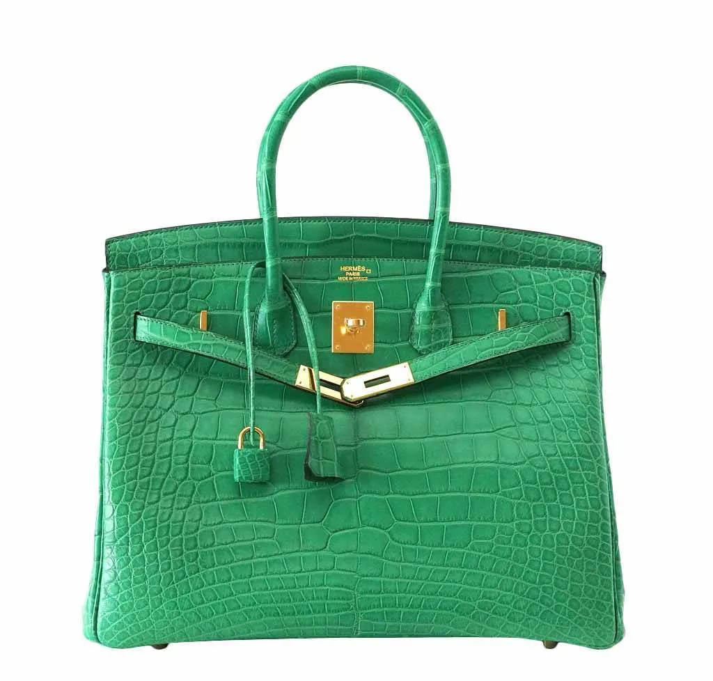 Hermès Matte Alligator Birkin 35 Cactus Bag GHW