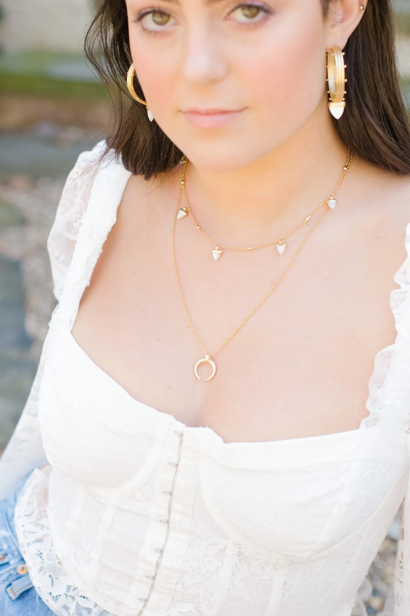 Hestia Horn Necklace, Gold