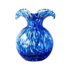 Hibiscus Glass Blue Tortoiseshell Small Fluted Vase