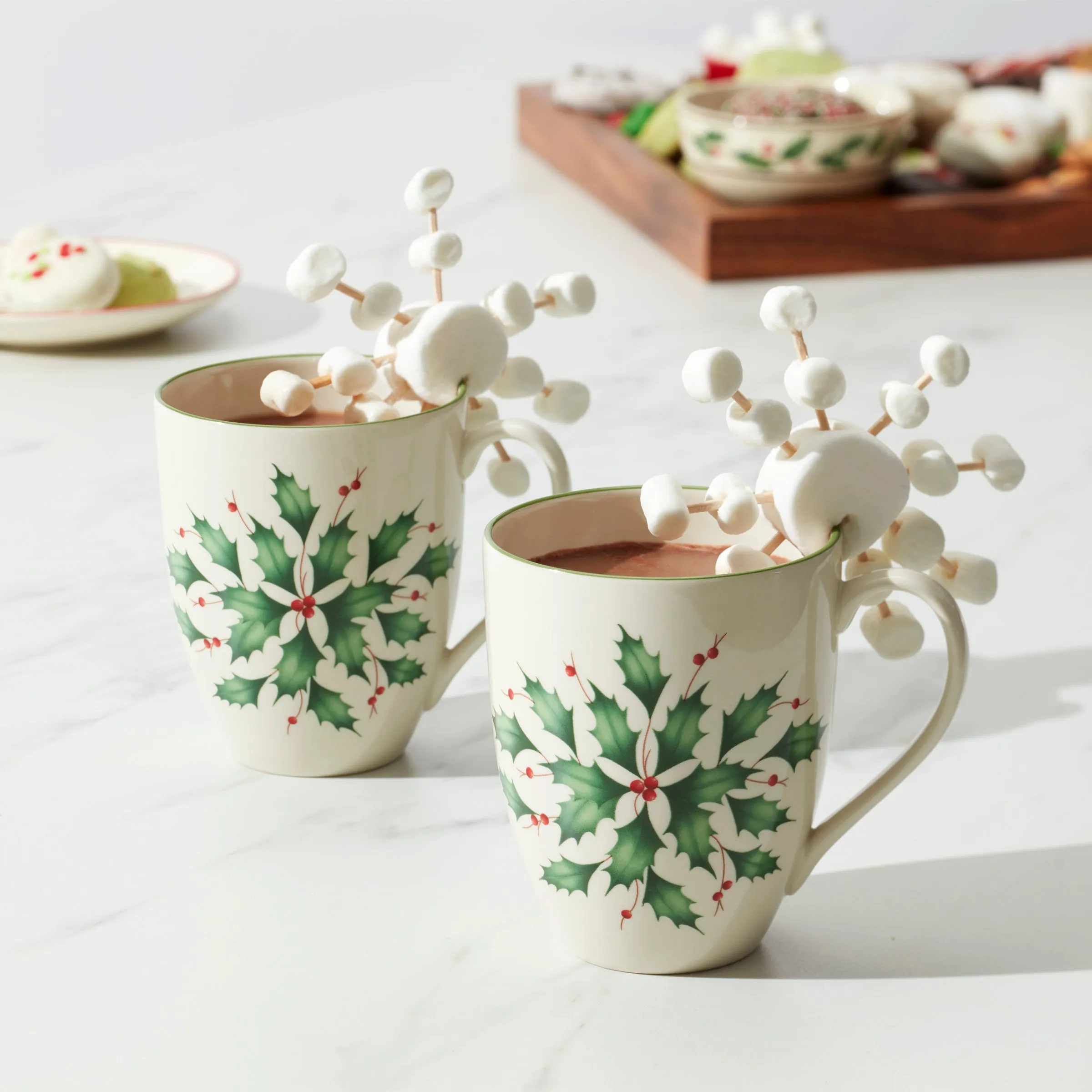 Hosting The Holidays 2-Piece Holly Mug Set