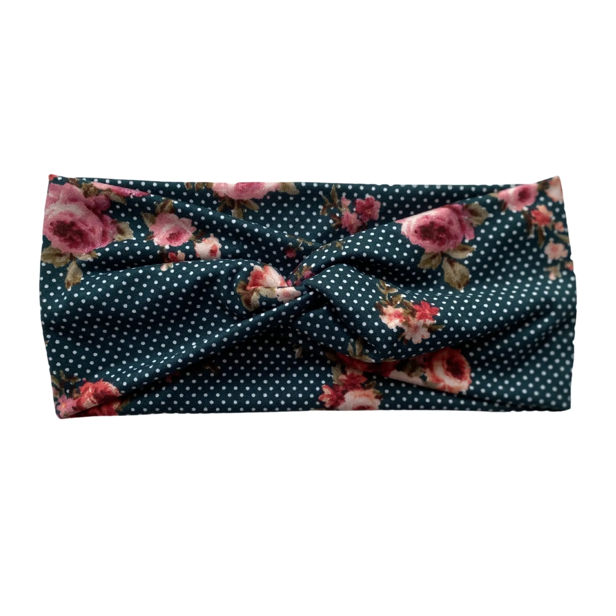 Hunter Floral and Dots Faux Knot Headband