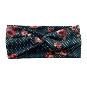 Hunter Floral and Dots Faux Knot Headband