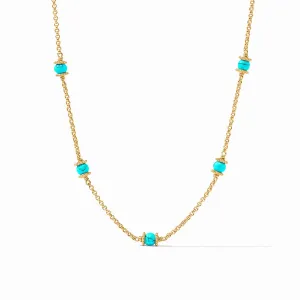 Hydra Delicate Station Necklace in Turquoise Blue