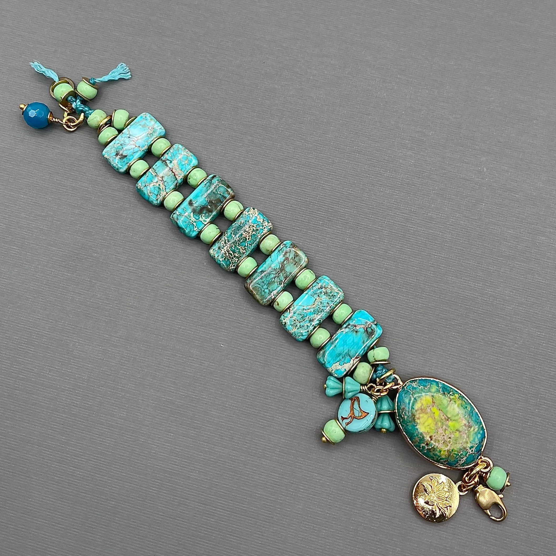 Imperial Jasper Knotted Lotus Flower Bracelet