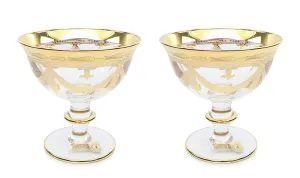 Interglass Italy Clear Crystal Compote Serving Bowl on a Stem, Vintage Design Set of 2, 6 or 12