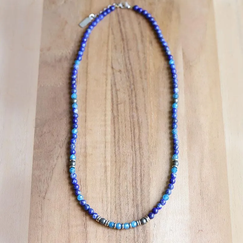 “Intuition and Gratitude” Lapis Lazuli and Apatite Delicate Necklace