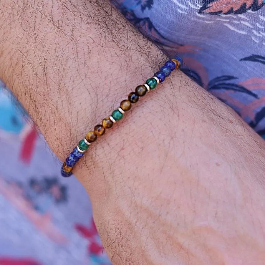 “Intuition and Prosperity” Lapis Lazuli and Tiger’s Eye Men's Bracelet