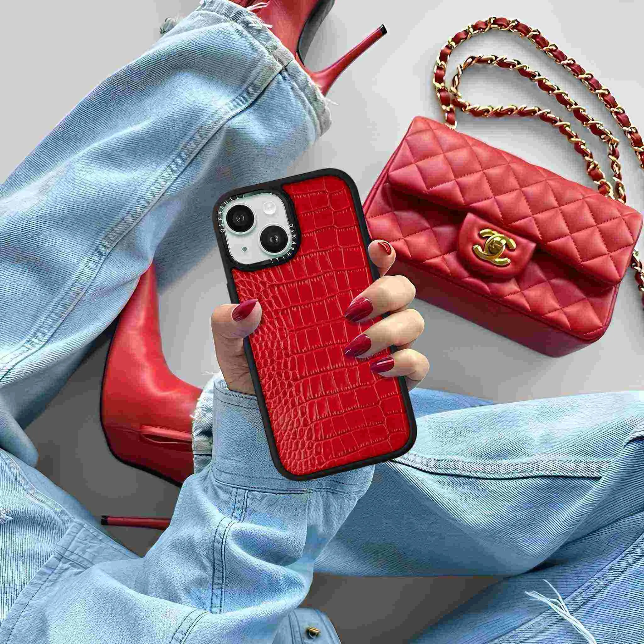 iPhone 13 Mini Case Elite Alligator — Valentine Red