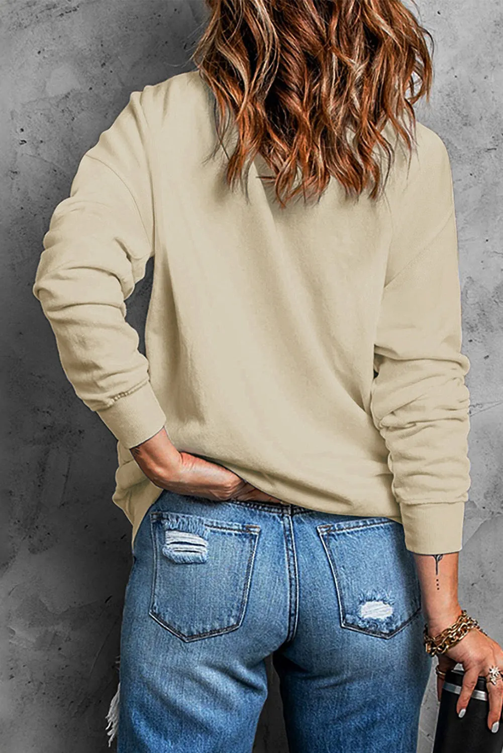 Khaki Autumn Things Heart-shaped Graphic Sweatshirt
