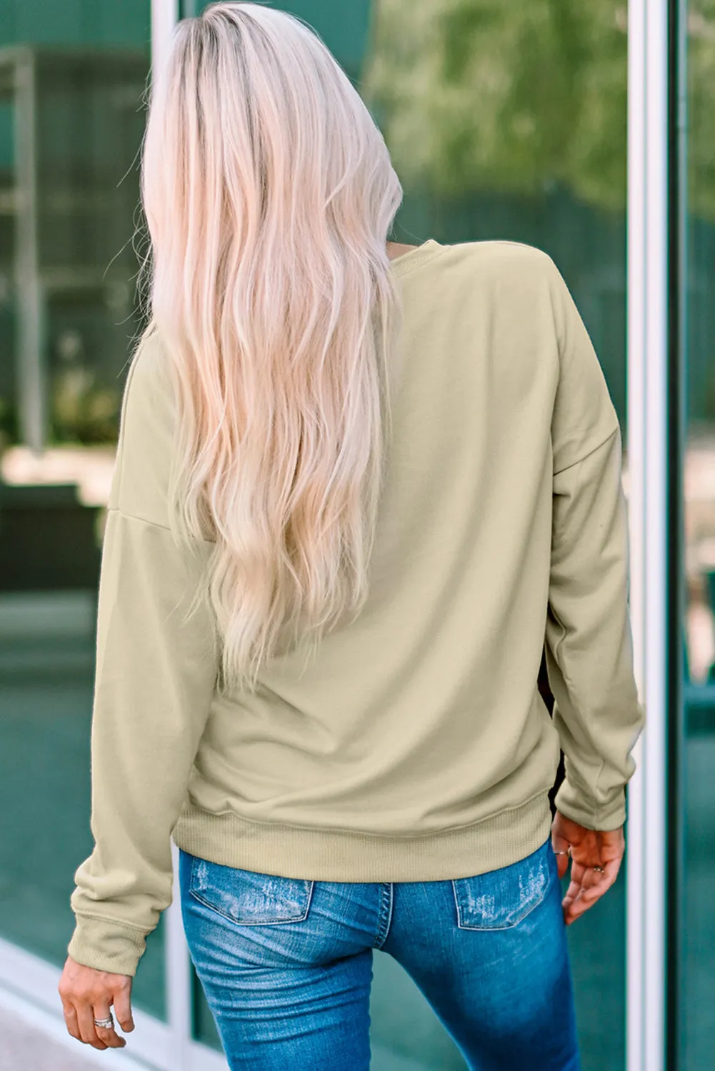 Khaki Autumn Things Heart-shaped Graphic Sweatshirt