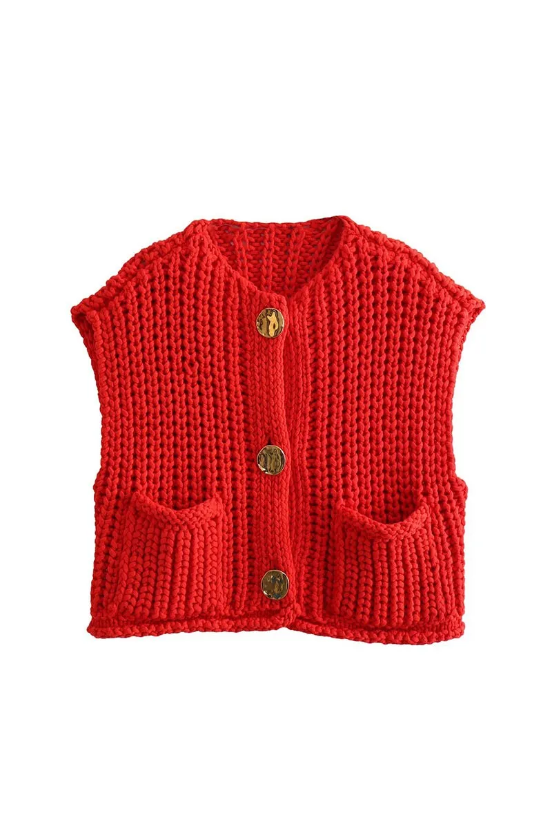 Knit Vest with Statement Buttons