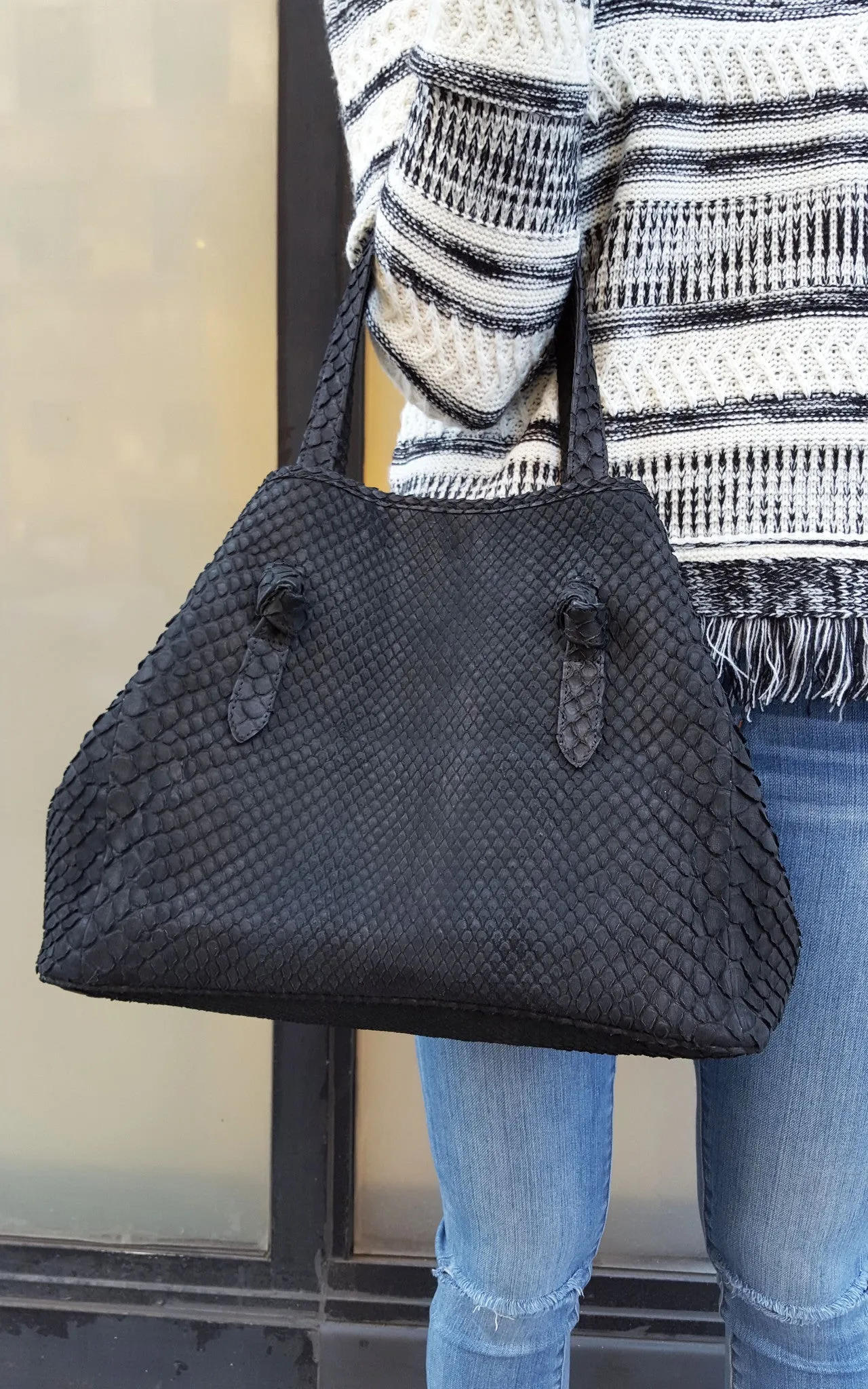 Knotted Tote in Snakeskin