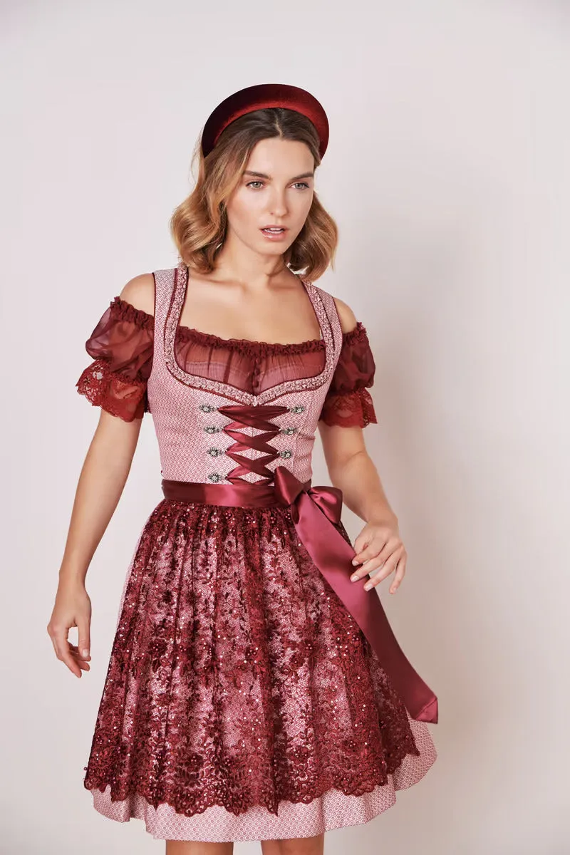 Kruger Mini Dirndl 2pcs. 50cm "Marica" red