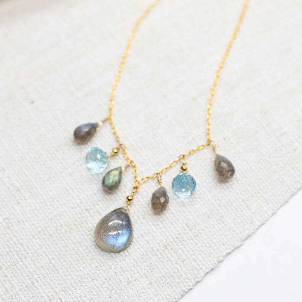 Labradorite & Topaz Charm Necklace