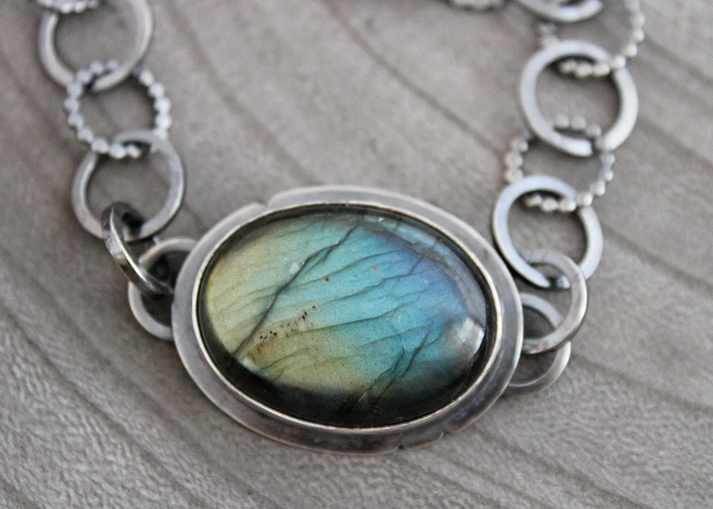 Labradorite Handmade Chain Statement Necklace