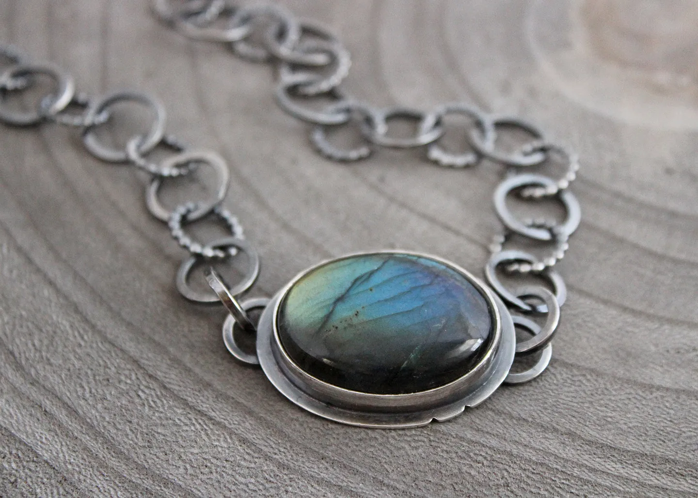 Labradorite Handmade Chain Statement Necklace