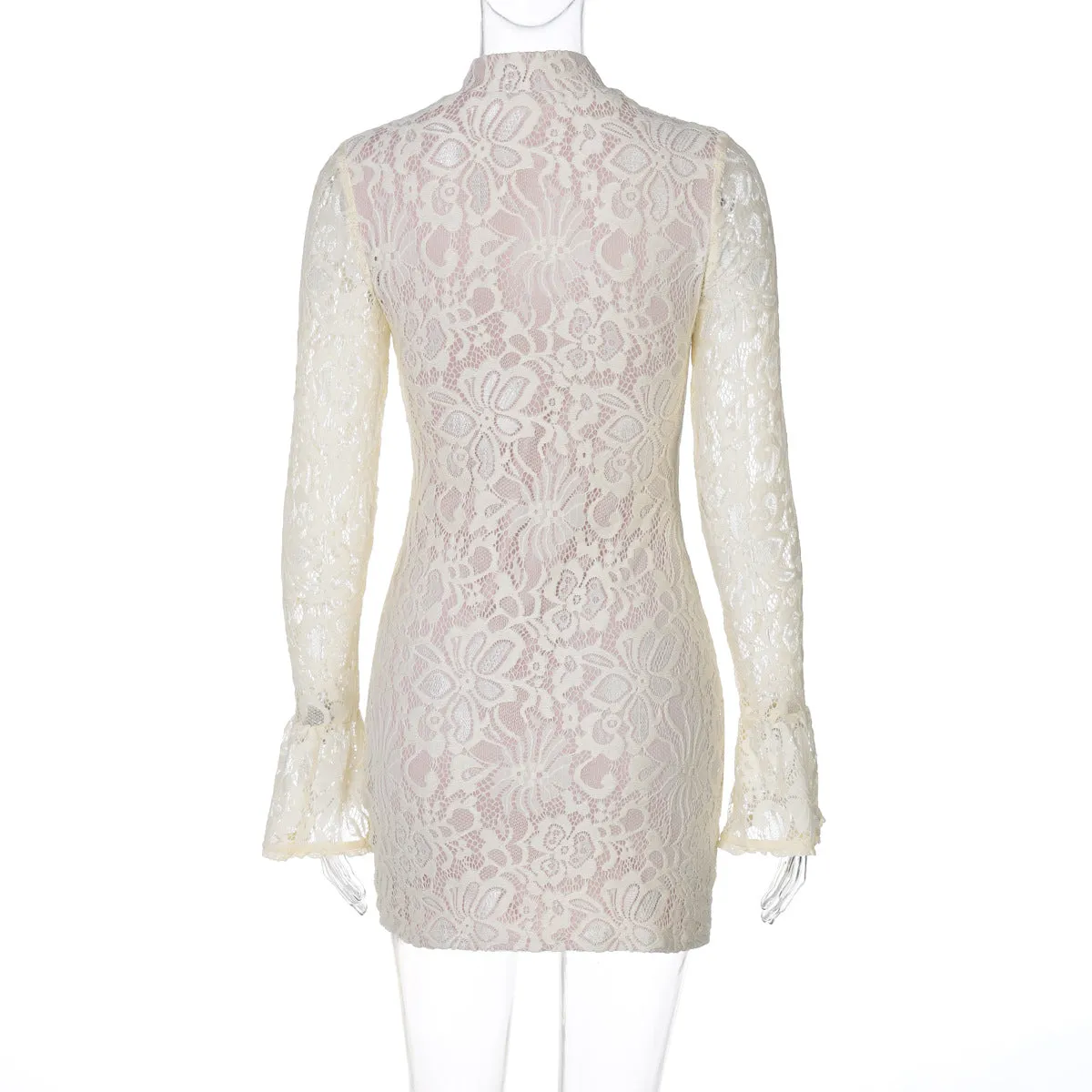 Lace Overlay Keyhole Mini Dress