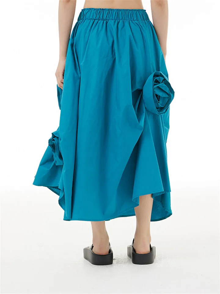 Lady Novel Summer Flower-decorated Slimming Skirts
