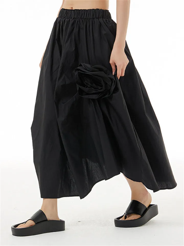 Lady Novel Summer Flower-decorated Slimming Skirts