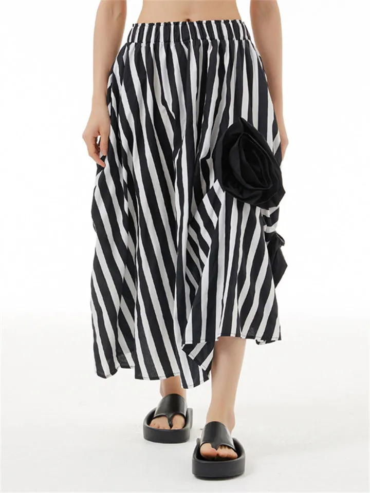 Lady Novel Summer Flower-decorated Slimming Skirts