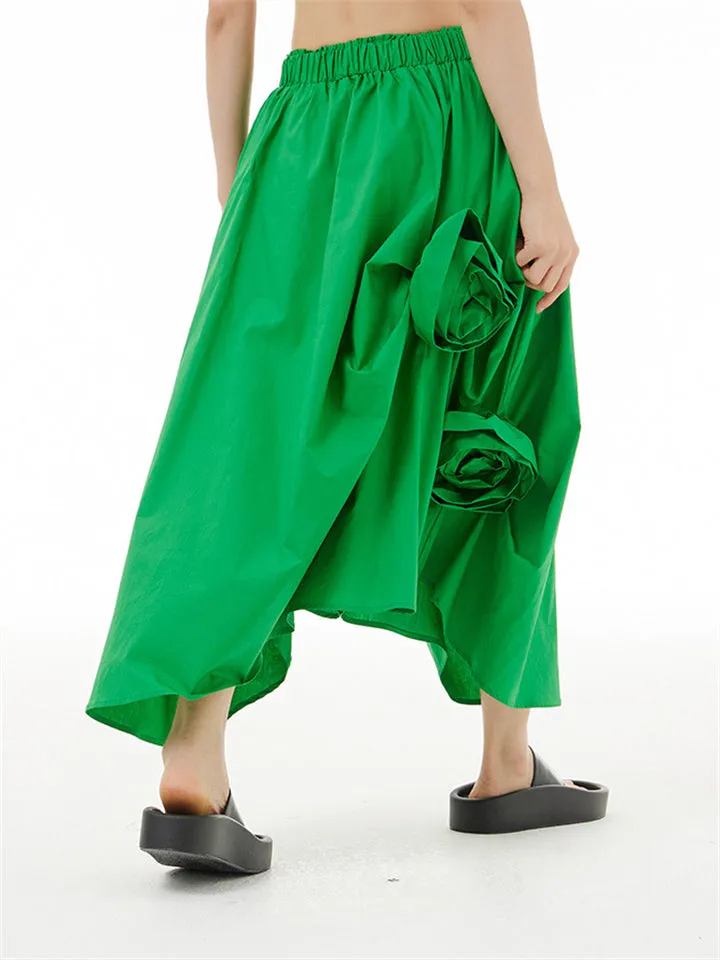 Lady Novel Summer Flower-decorated Slimming Skirts