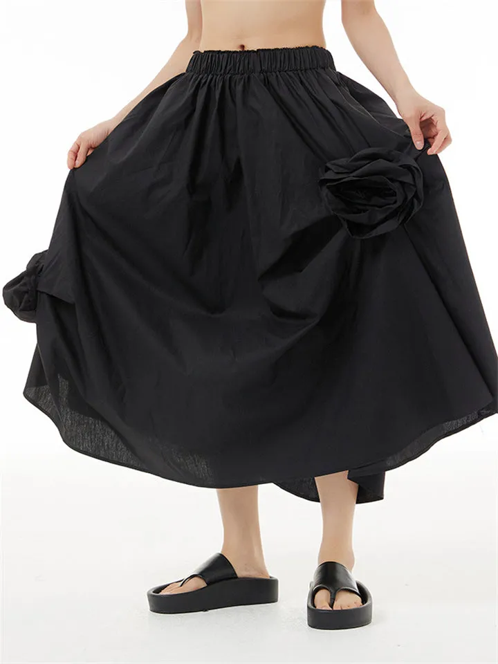 Lady Novel Summer Flower-decorated Slimming Skirts