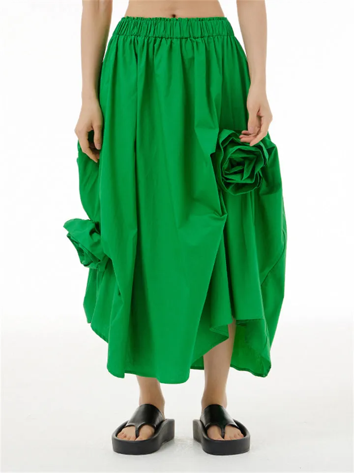 Lady Novel Summer Flower-decorated Slimming Skirts