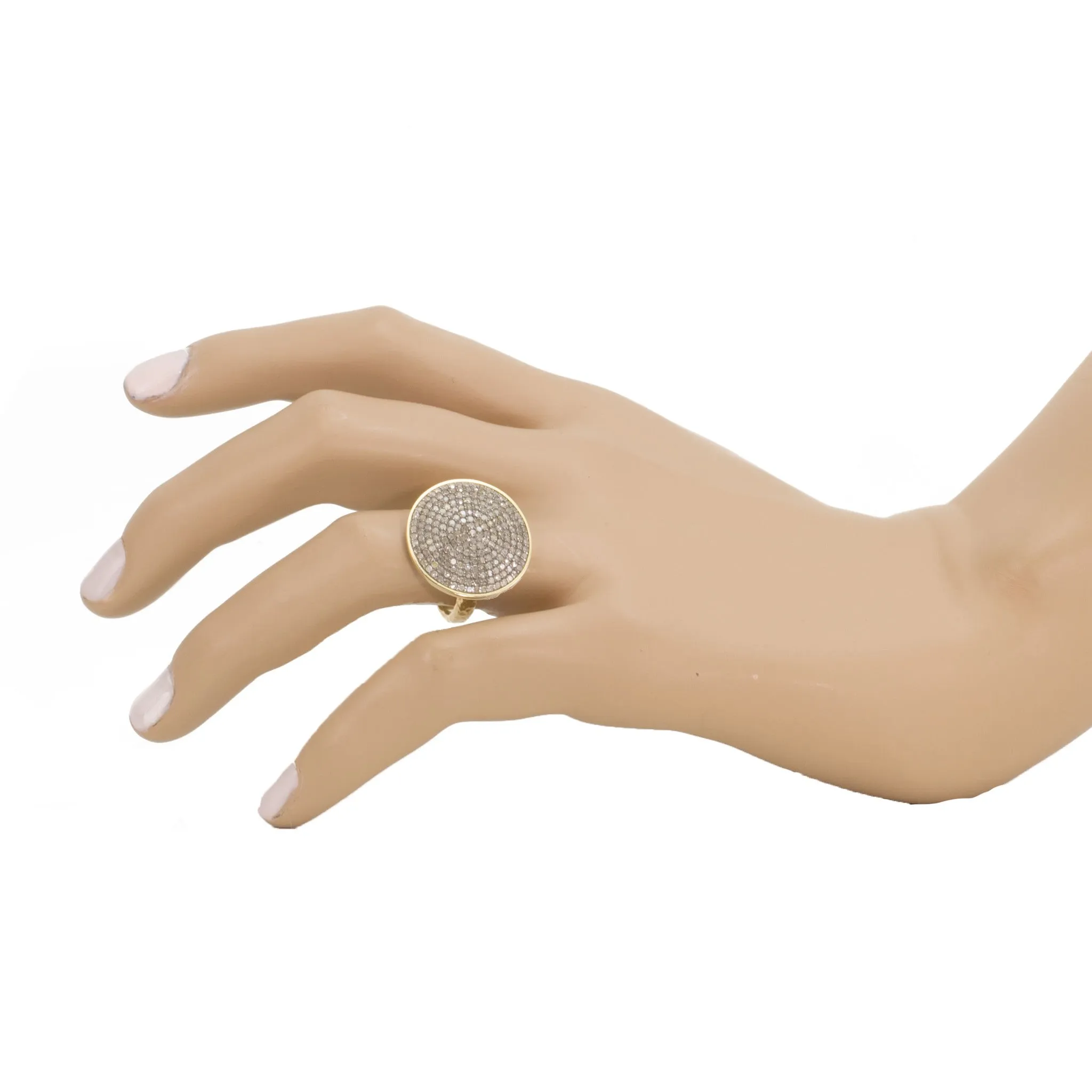 Large Champagne Diamond Disc Ring