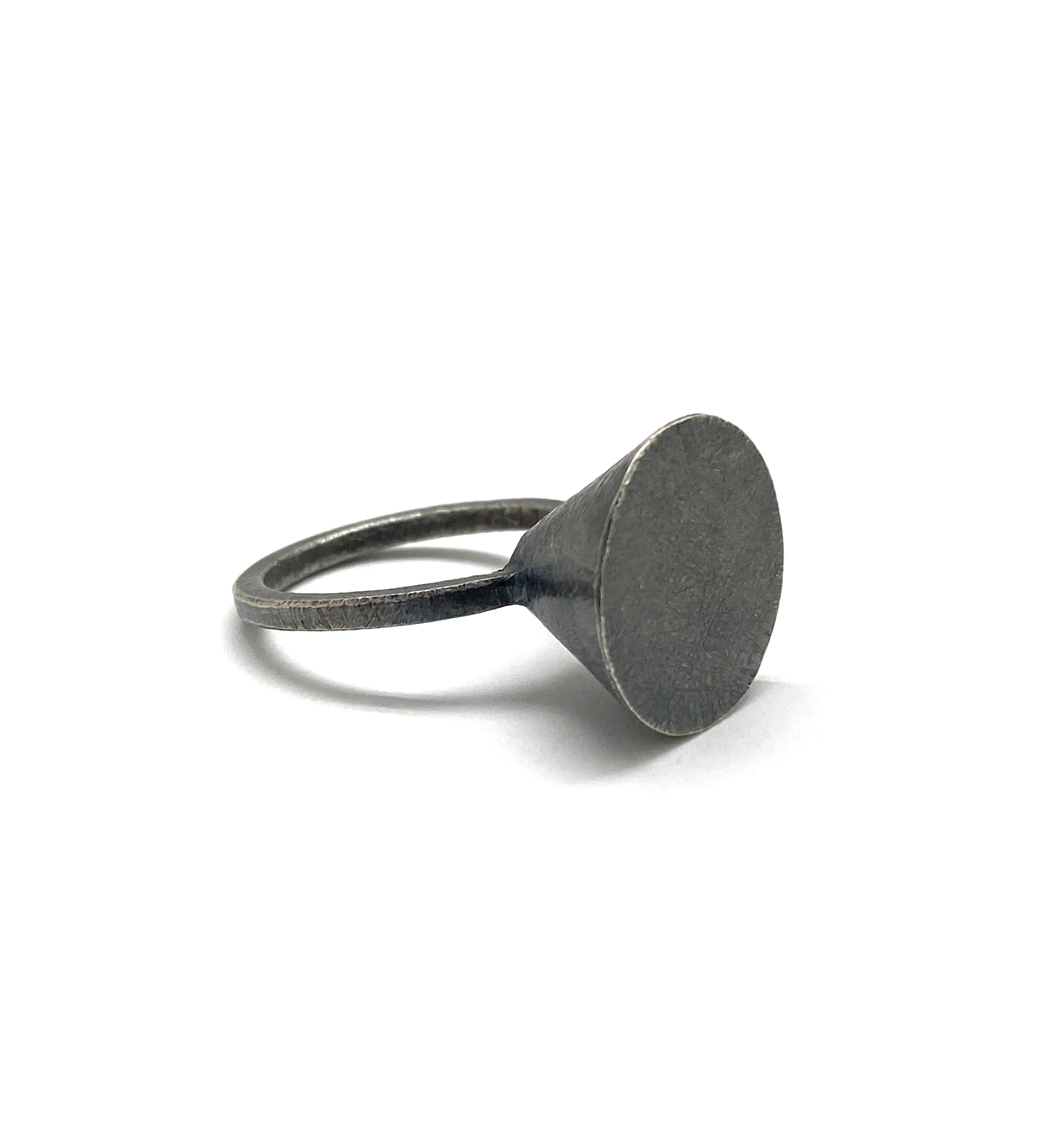 Large Circle Cone Silver Ring