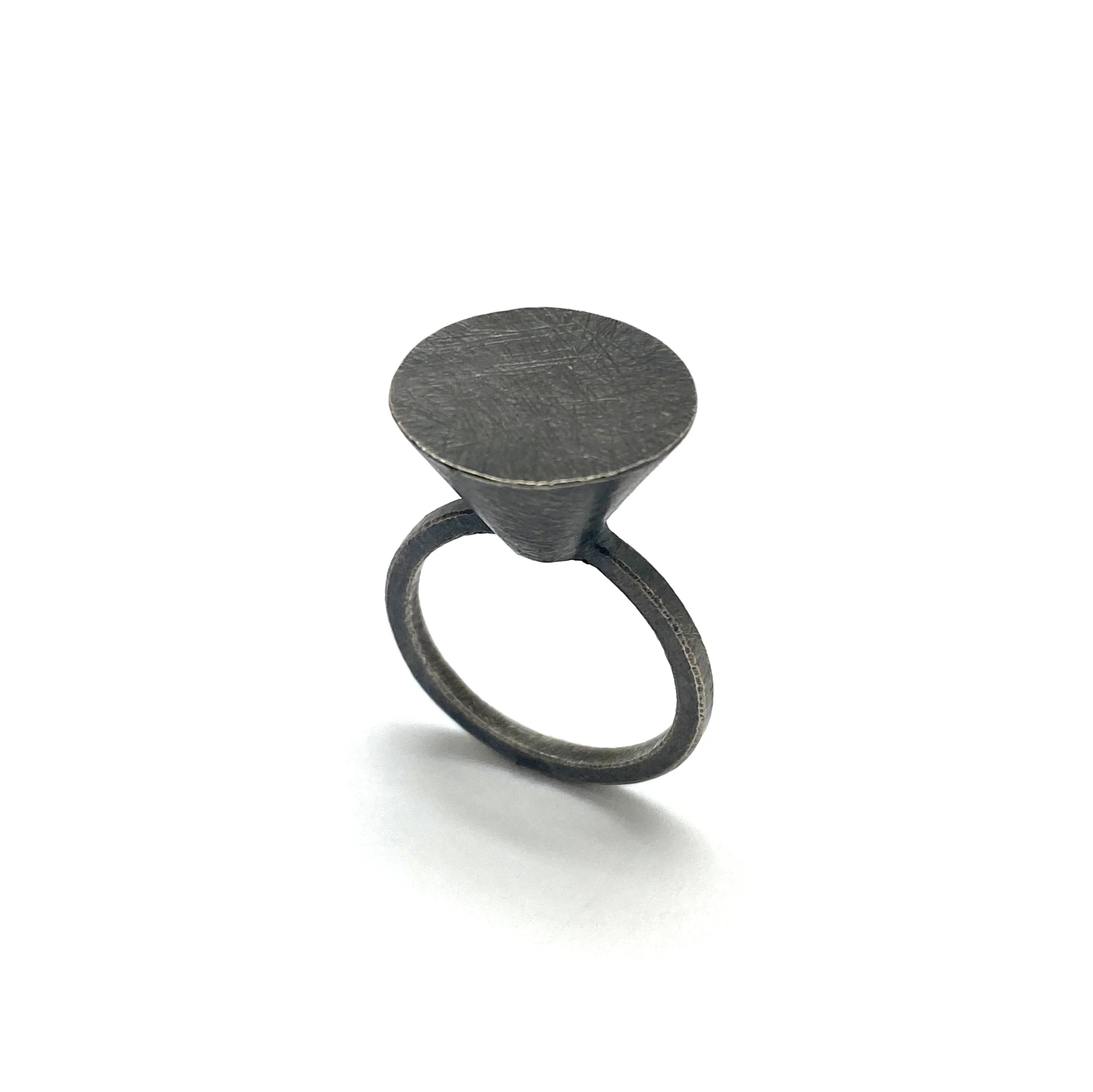 Large Circle Cone Silver Ring