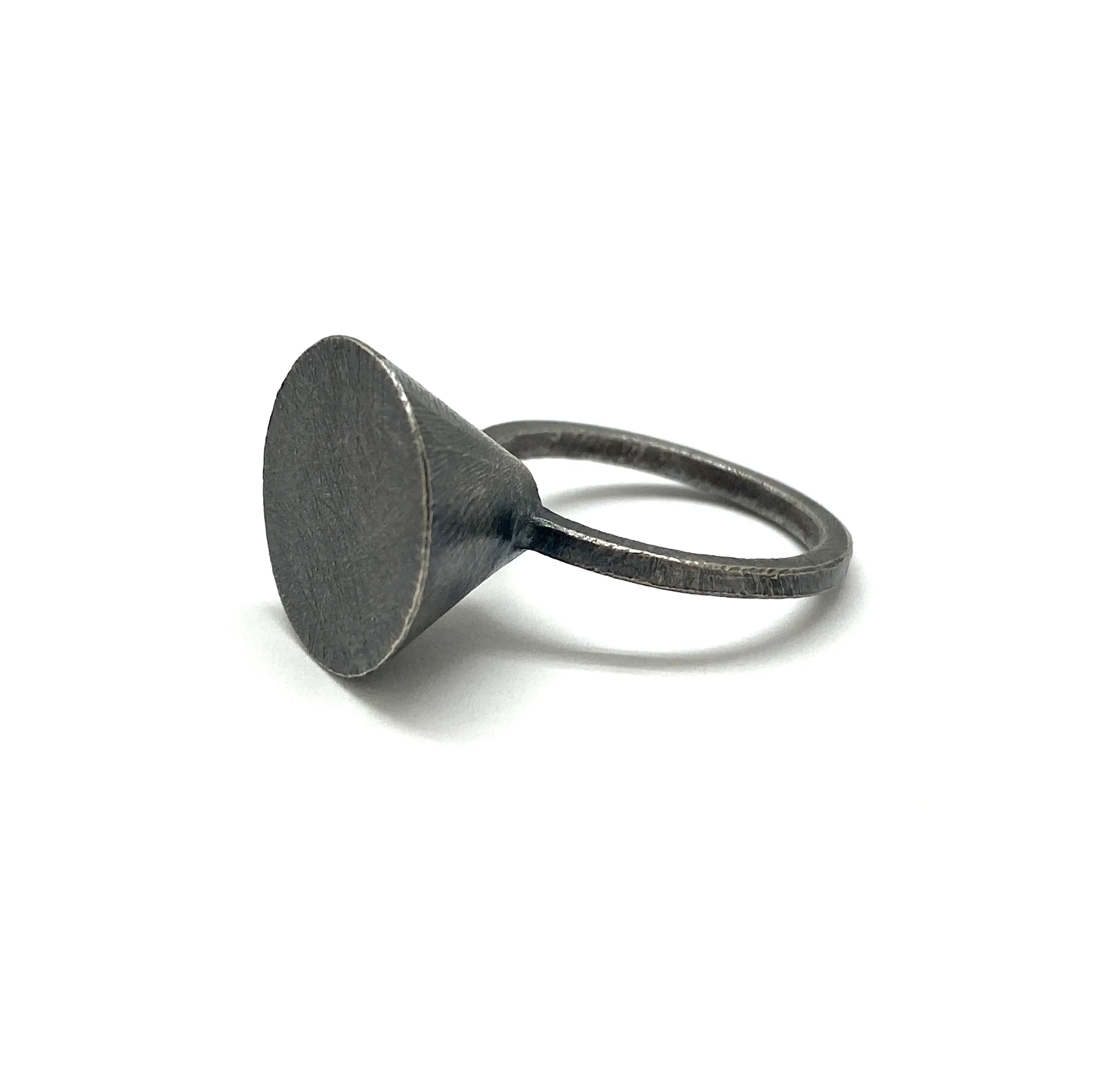 Large Circle Cone Silver Ring