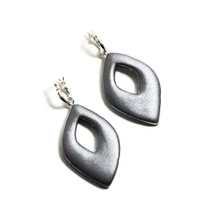 Large Diamond Cutout Dangle Earring - Chrome