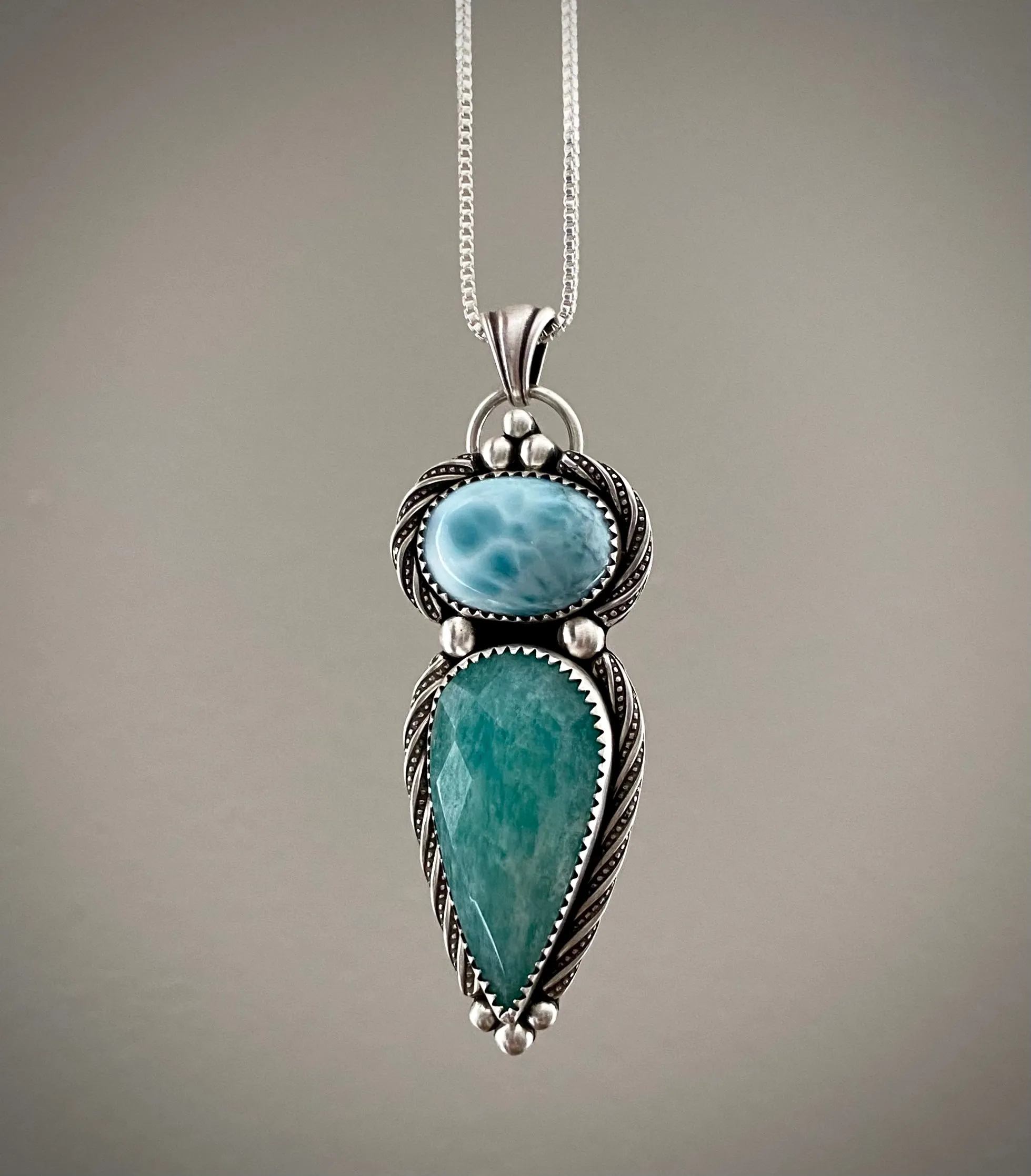 Larimar & Amazonite Pendant
