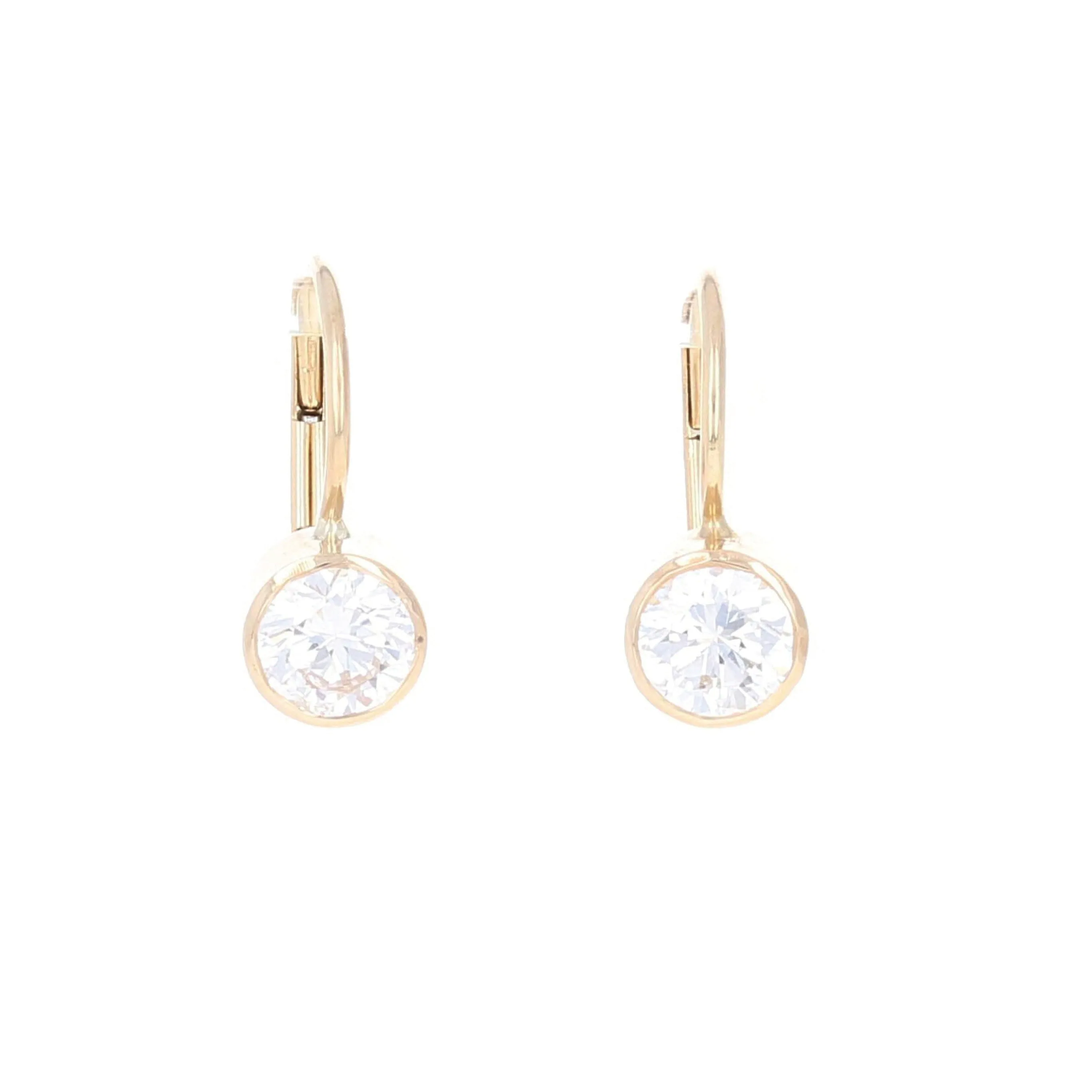 Lever Back Bezel Diamond Solitaire Earrings
