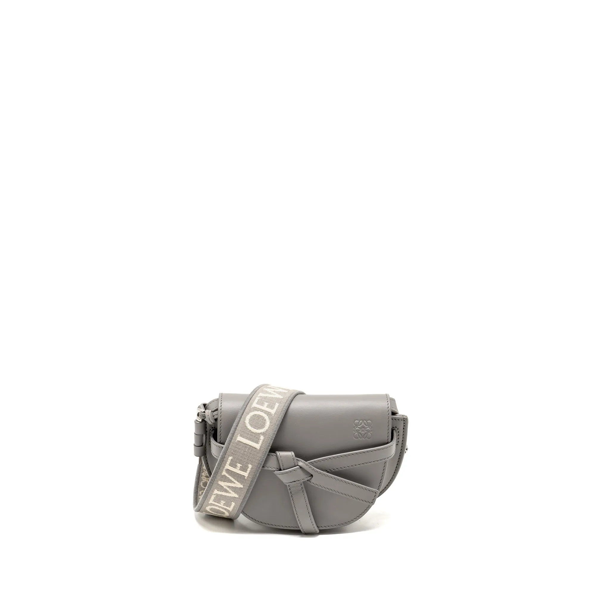 Loewe Mini Gate Dual Bag Soft Calfskin Jacquard Grey SHW