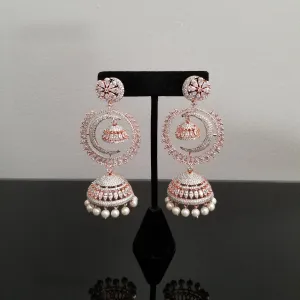 Long American Diamond Statement Jhumkas