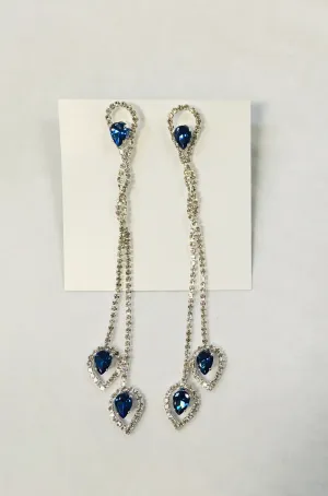 Long Blue Crystal Earrings