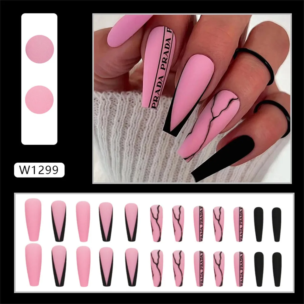 Long Coffin Crack Matte Pink Black